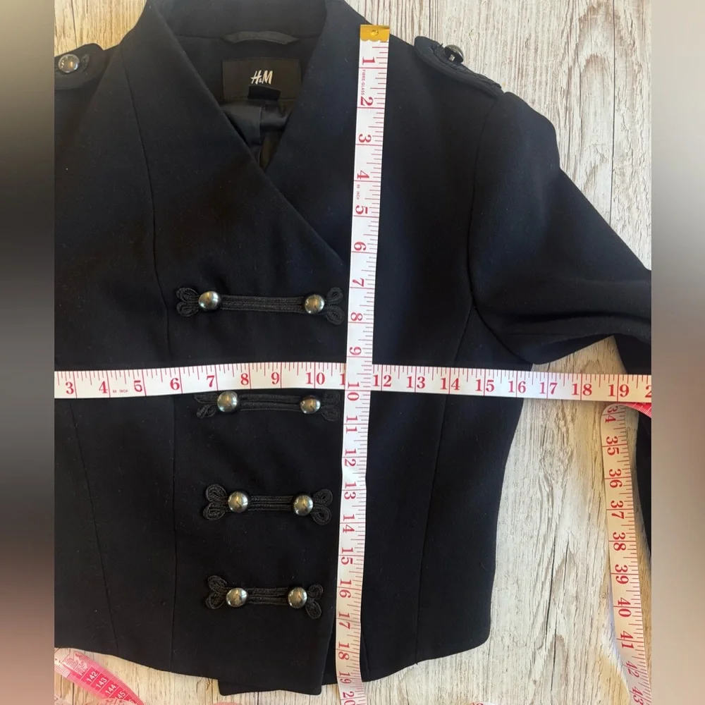 H&M Military Inspired Black Jacket Blazer 6